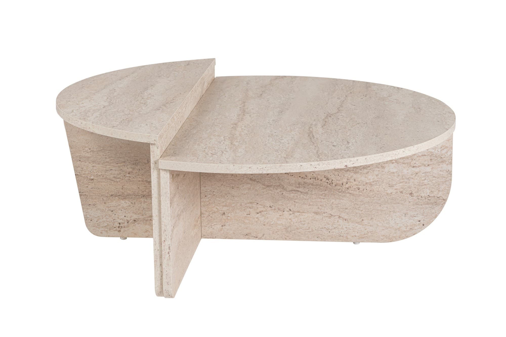 Table basse en bois "Orion" - 90 x 60 x 30 cm - Travertin