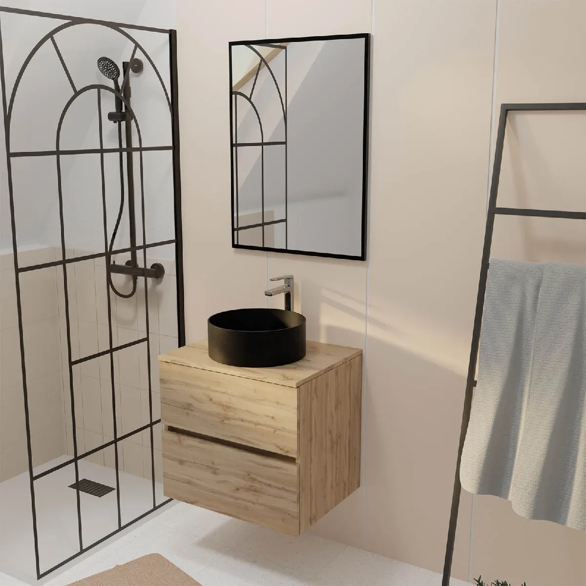 AURLANE TIMBER Meuble Salle de Bain - Chêne Naturel