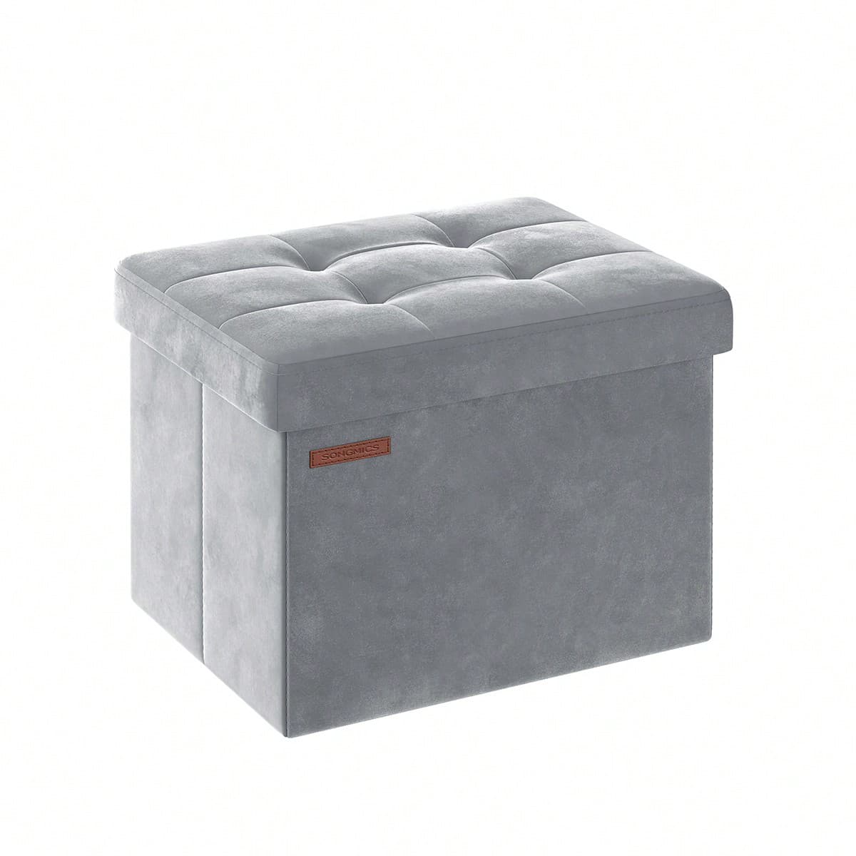 Banc de Rangement, Boîte Pliable en Velours, Repose-pieds avec Couvercle, 31 x 41 x 31 cm, Capacité de Charge 130 kg, pour Couloir, Salon, Chambre,