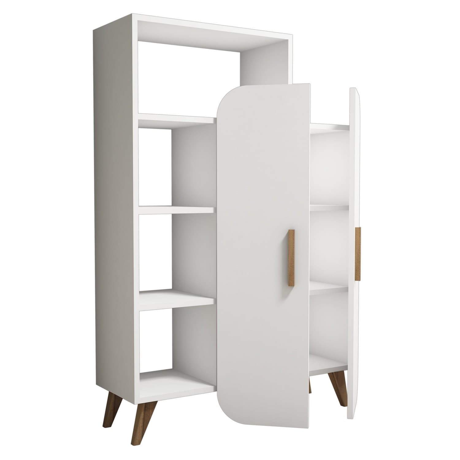 Meuble avec étagère en bois "Form" - 90 x 32 x 132 cm - Blanc