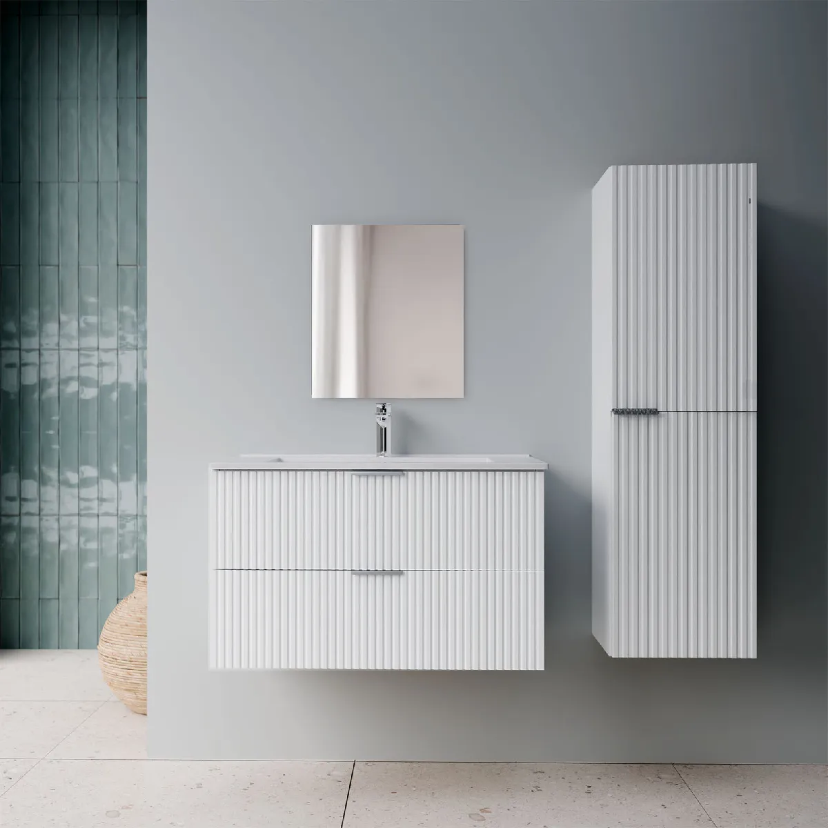 Ensemble meuble salle de bain 80 cm avec colonne
