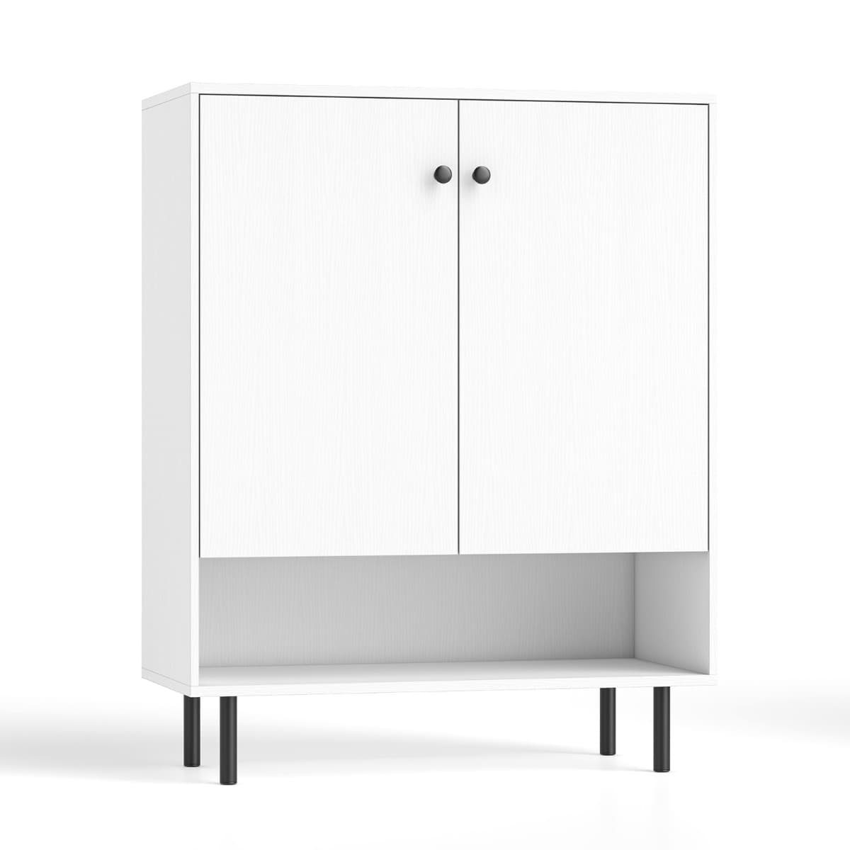 CostwayBuffet en Bois avec Étagères Réglables et 2 Portes Armoire de Service Buffet Armoire de Cuisine 75 X 35 X 95 Cm Blanc